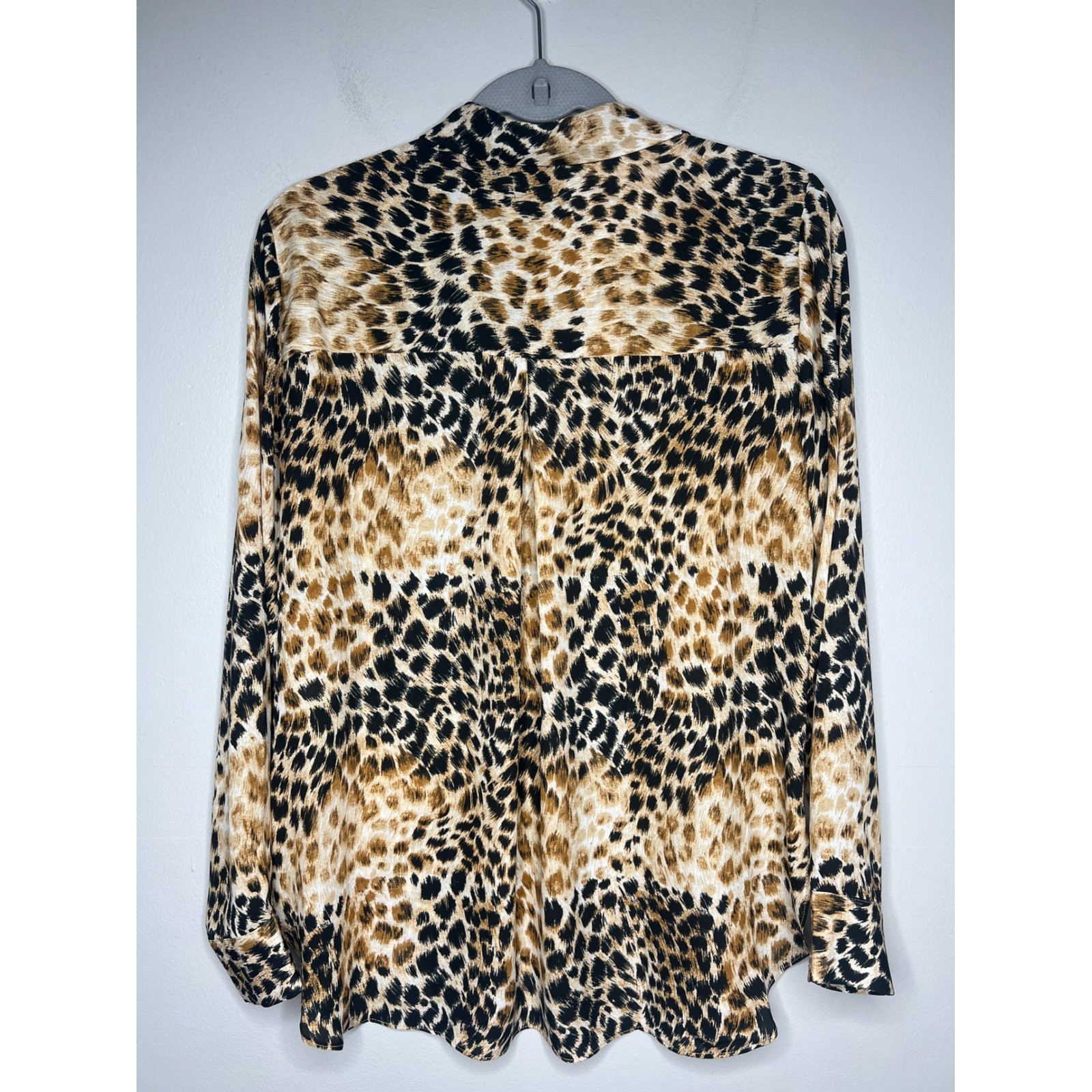 Rose+Olive Leopard Print Button Down Shirt Brown Black Long Sleeve Women’s S Mob