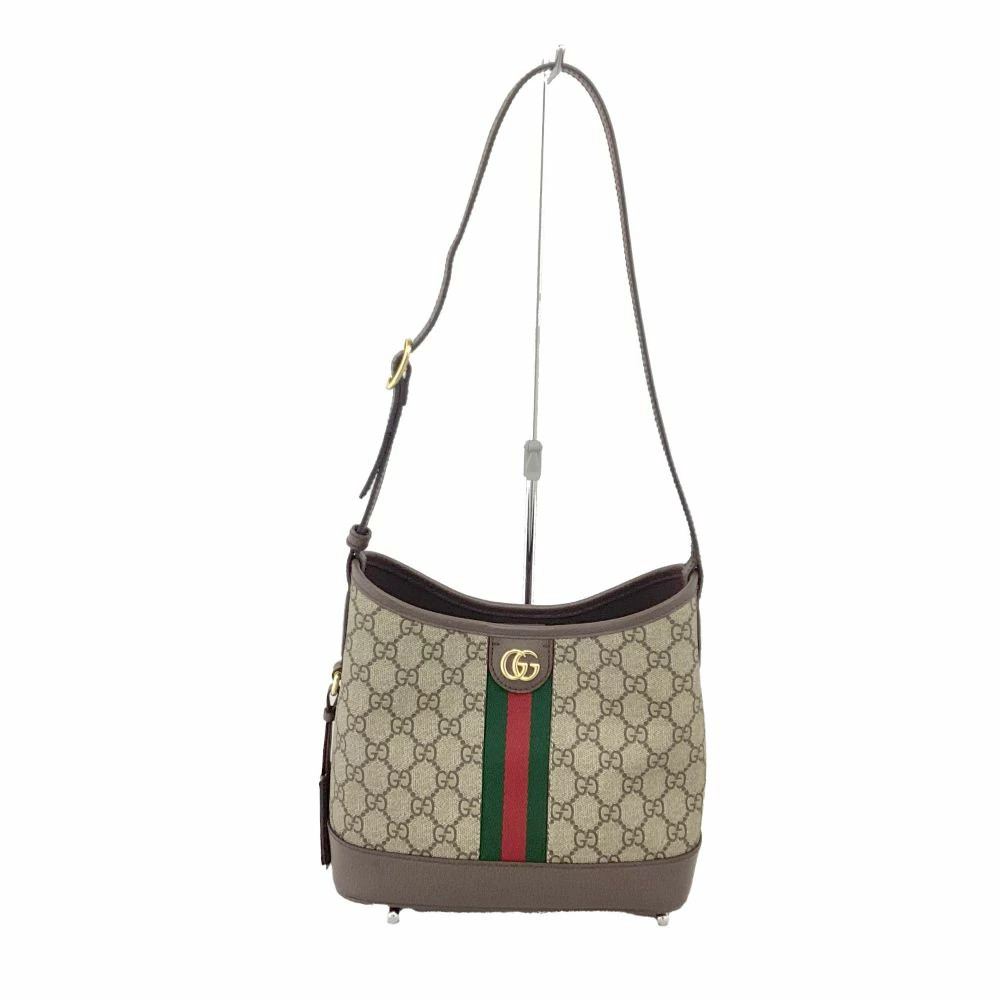 GUCCI Ophidia Small Shoulder Bag 781402 GG Supreme Canvas Leather Brown