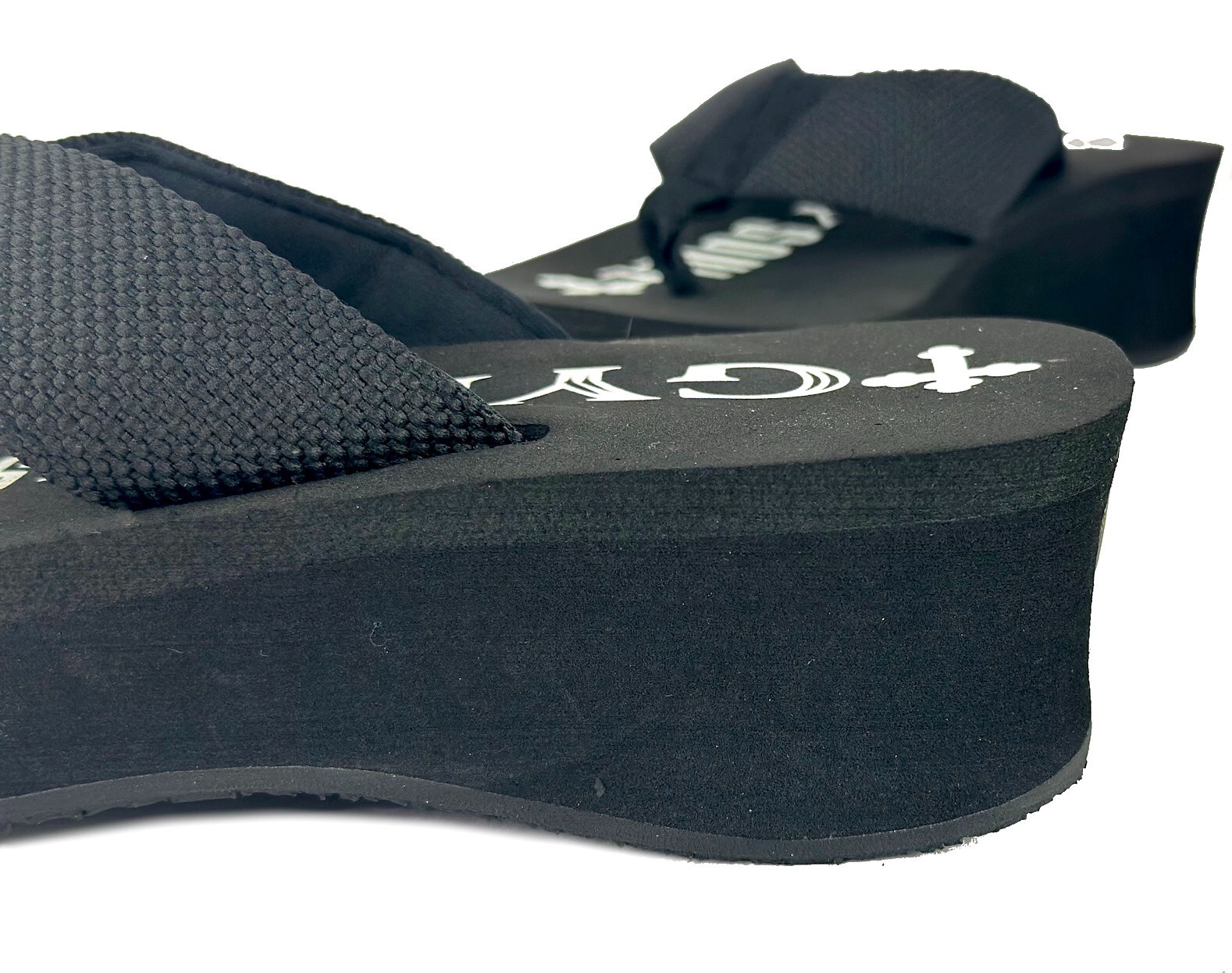 Gypsy Soule Platform Wedge Flip Flops, 2in Comfort Heel Thong Sandals, Black New
