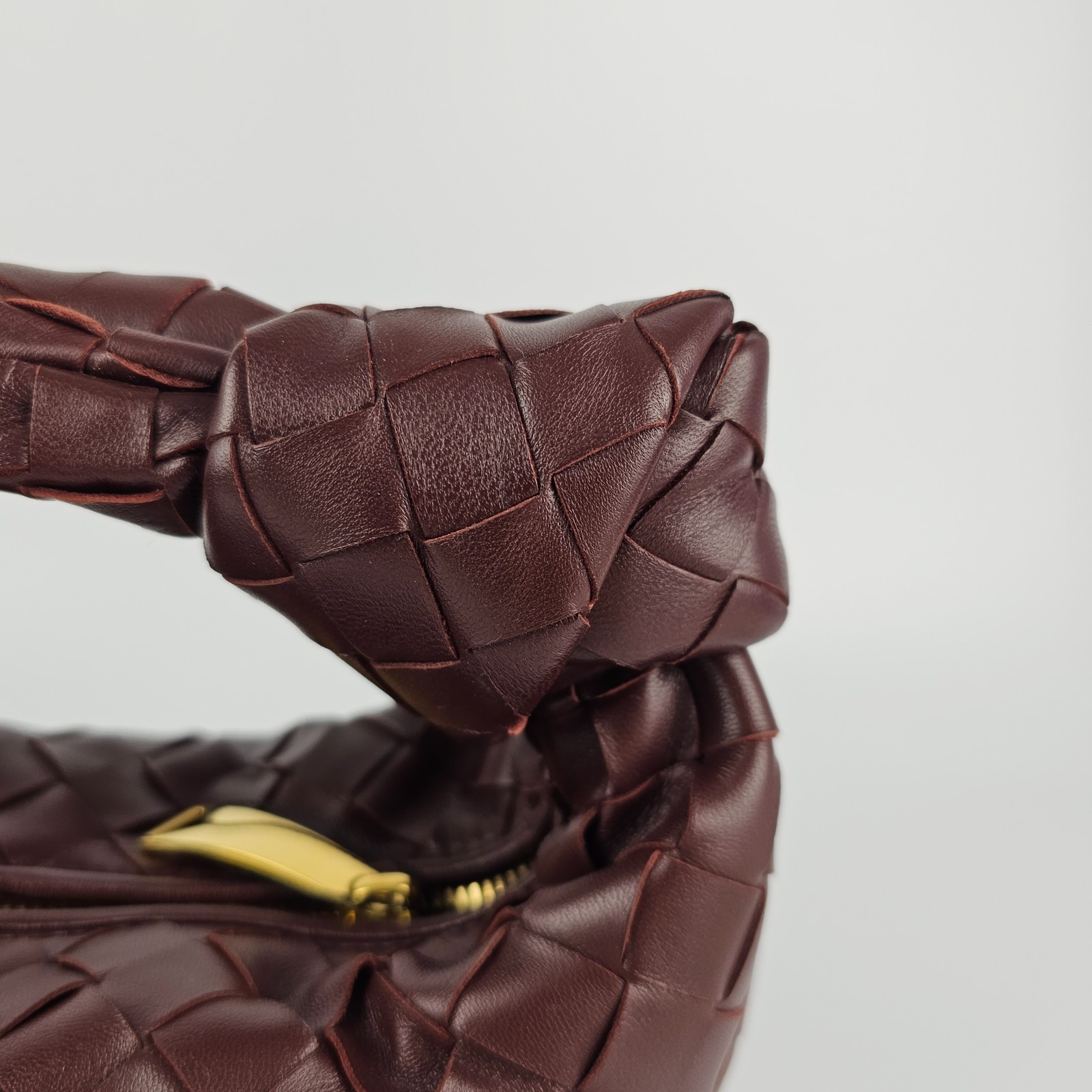 BOTTEGA VENETA Mini Jodie $2800 Madder Brown Leather Top Handle Bag New
