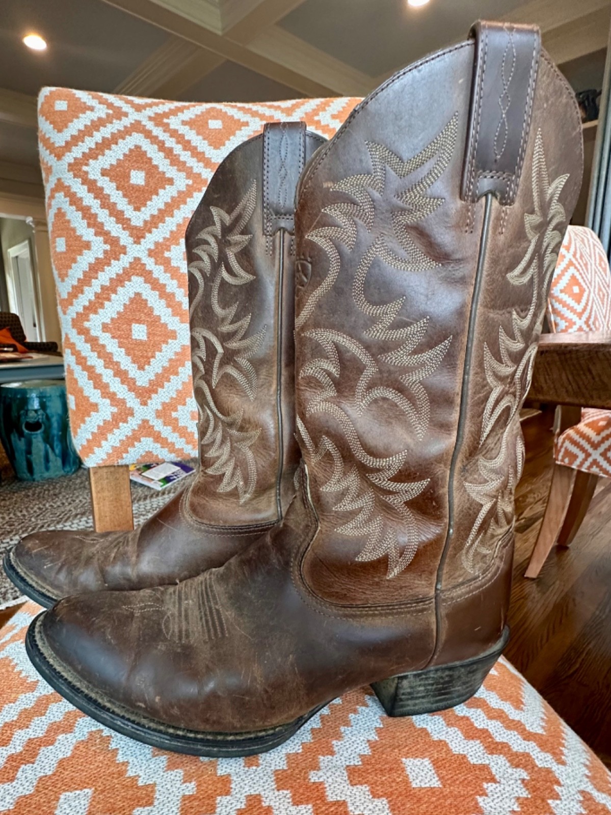 Ariat Heritage R Toe Western Boots 10002204 (34725) Distressed Brown Size 10D