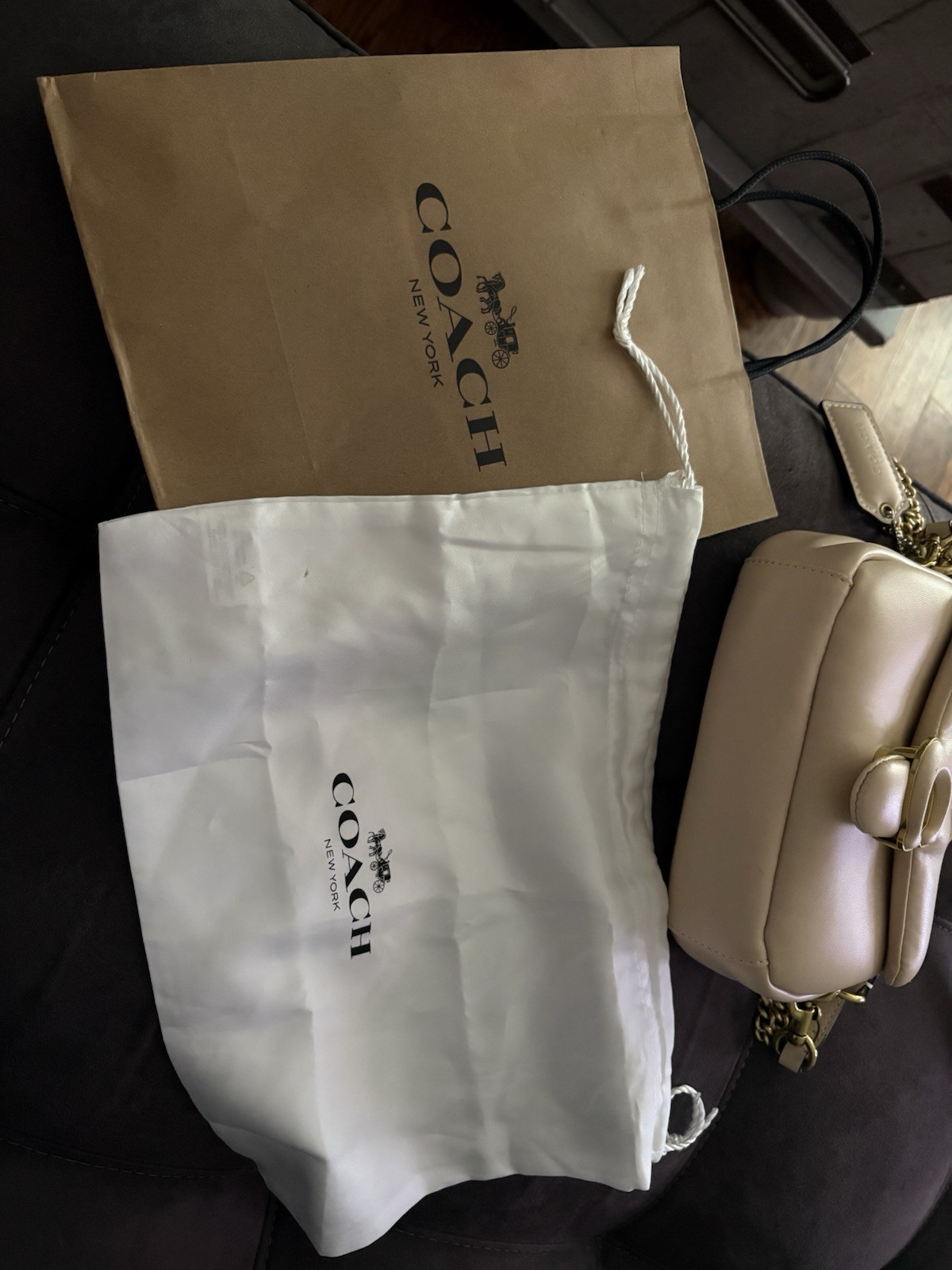 Coach Pillow Tabby Shoulder Bag with Top Handle and shoulder belt- Ivory