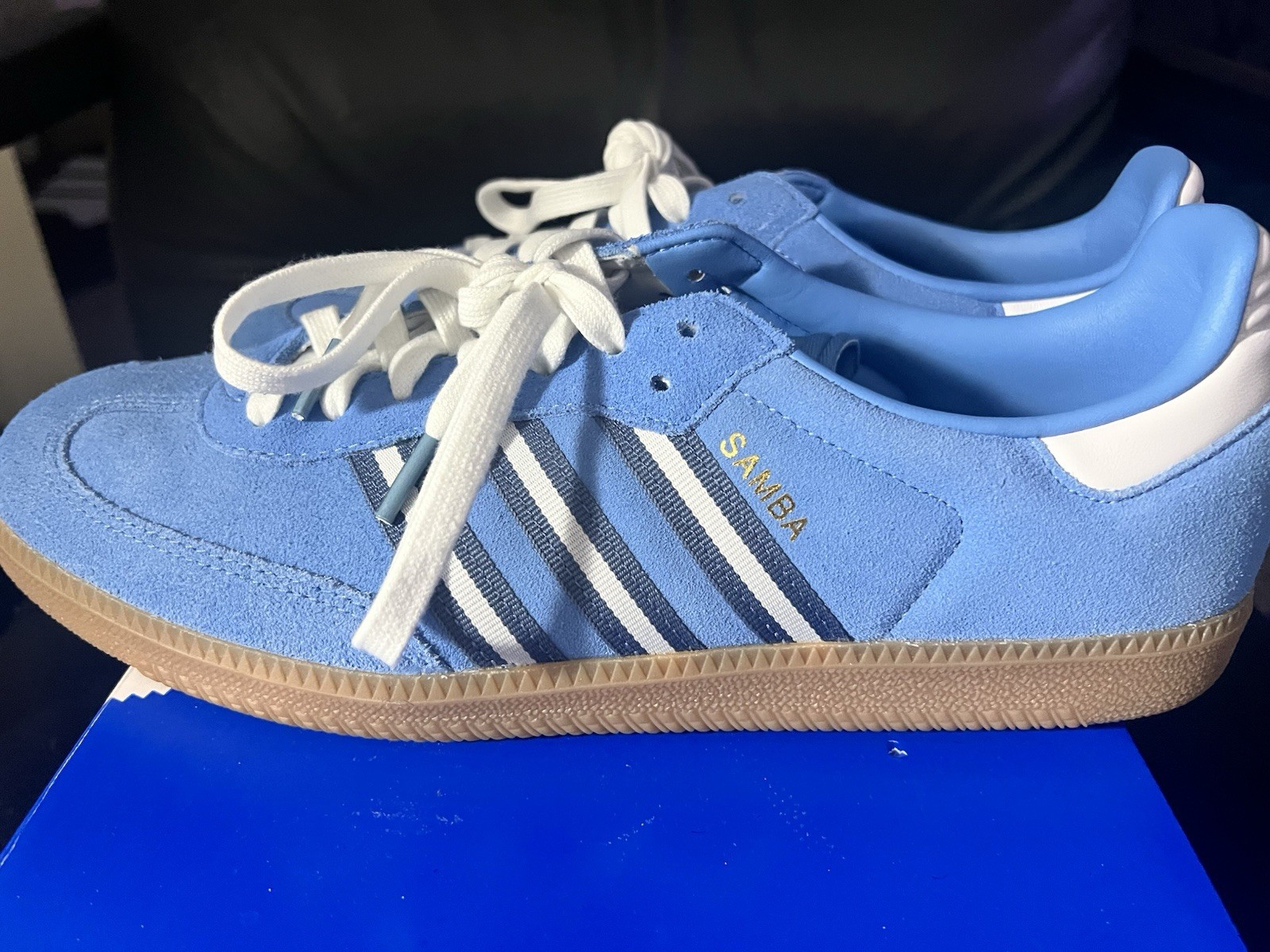 Adidas Men’s Samba OG World Cup IH6827 Size 11 Light Blue/Crew Blue /Cloud White