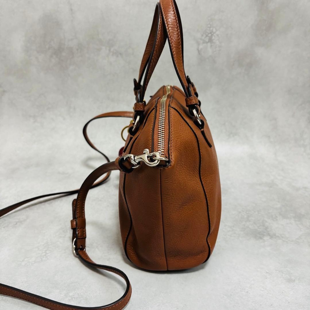 COACH F30281 2WAY Leather Handbag Brown 4a