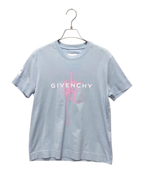 GIVENCHY Women’s Sky Blue Printed T-Shirt S Cotton Casual Top
