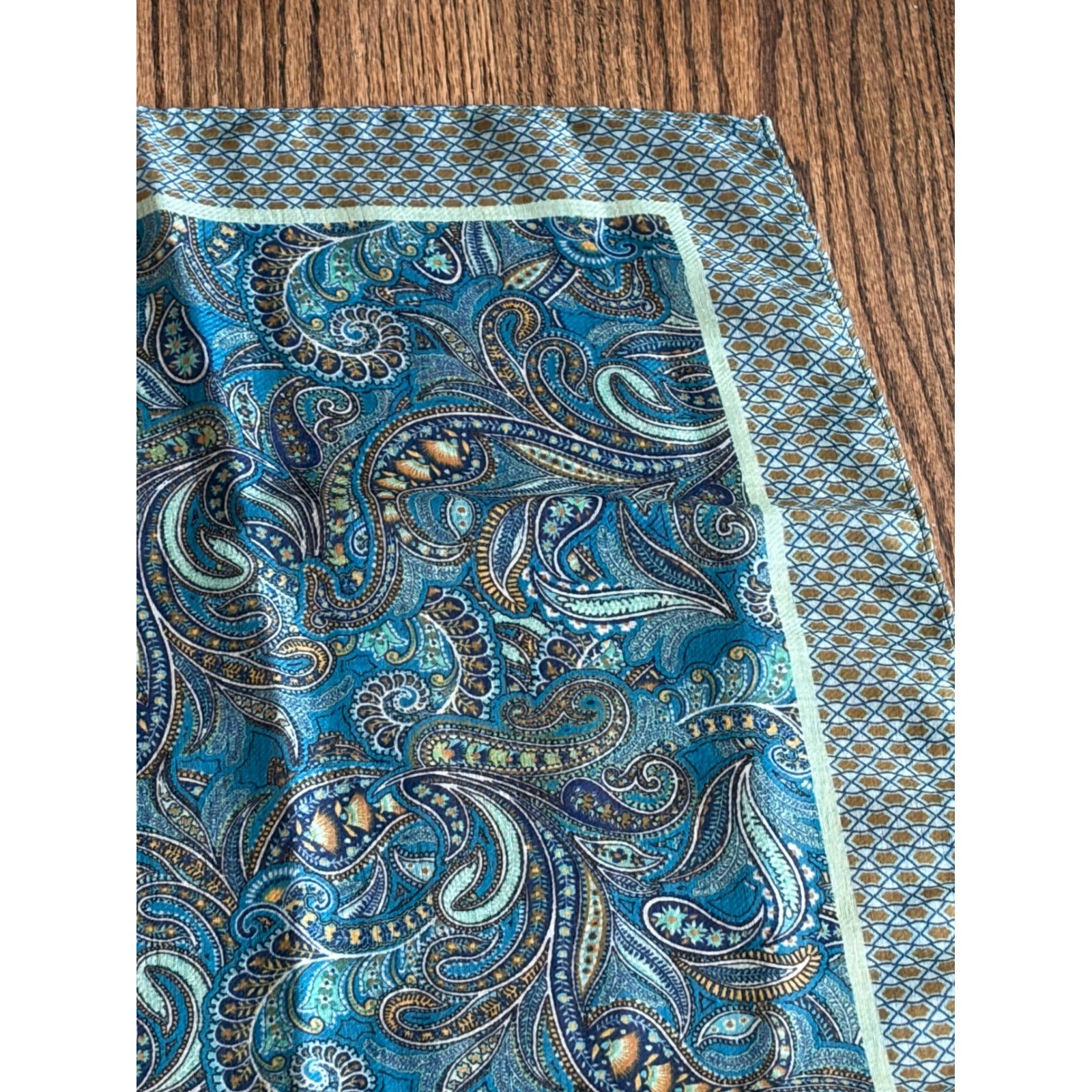 J. Jill Blue Paisley Square Scarf 100% Recycled Polyester NWT 39×39
