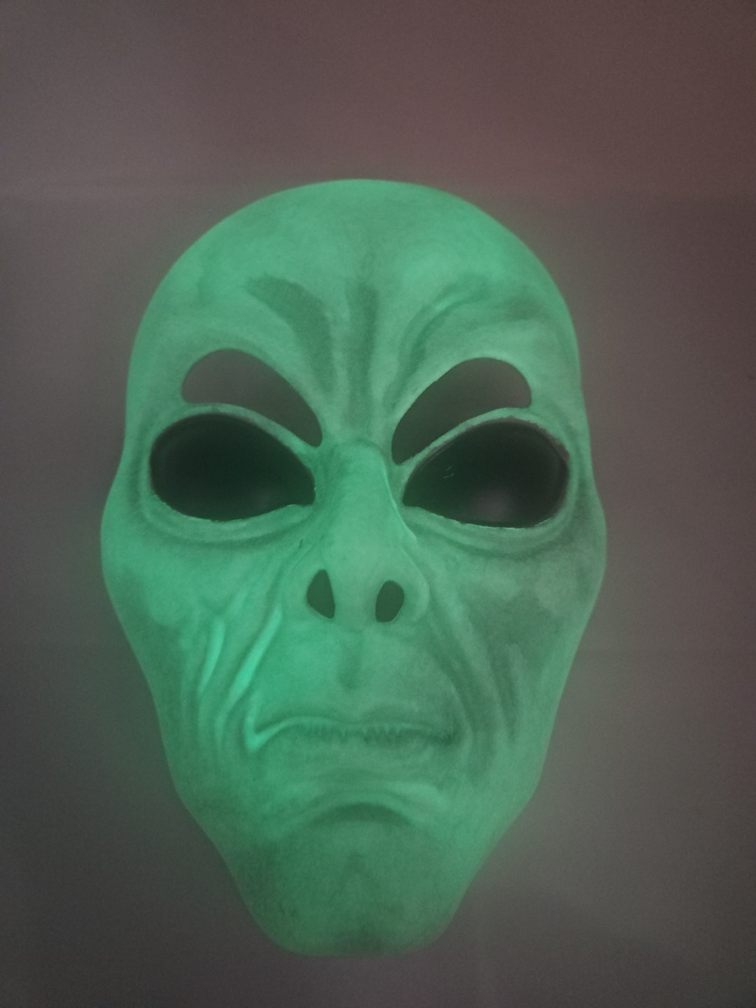 Lot of Two Halloween Masks Glow In Dark Alien And Moveable Clown Jaw Mask