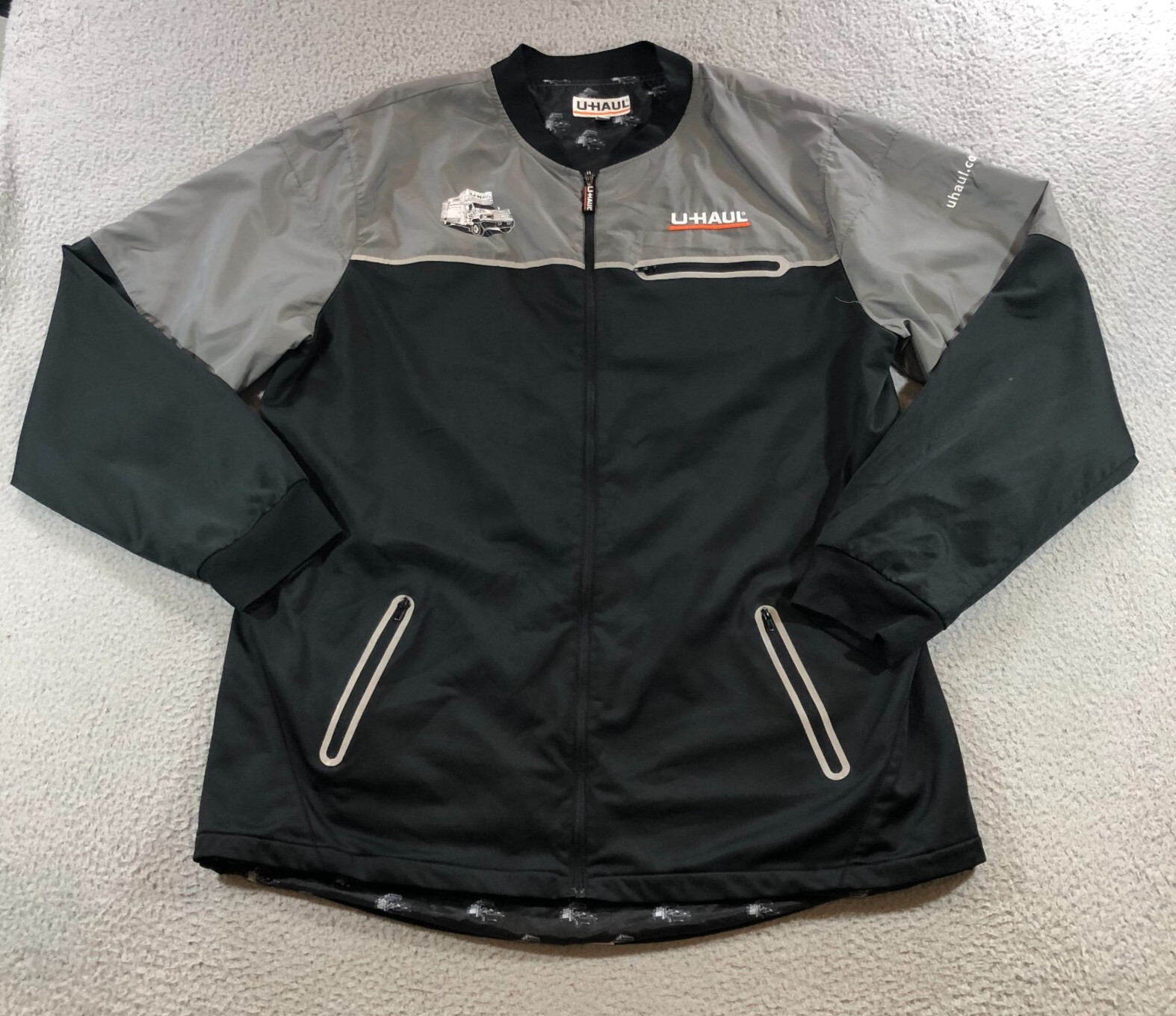 uhaul fullzip jacket mens 2XL black gray logo