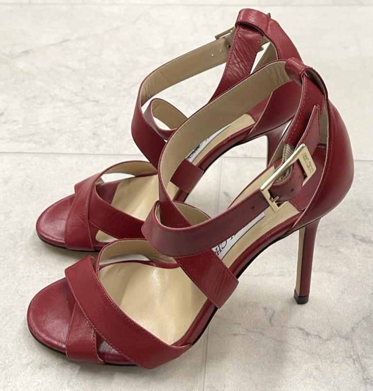 New Jimmy Choo Lottie Red Leather Heel Sandal In Red Size:35 (US 5)