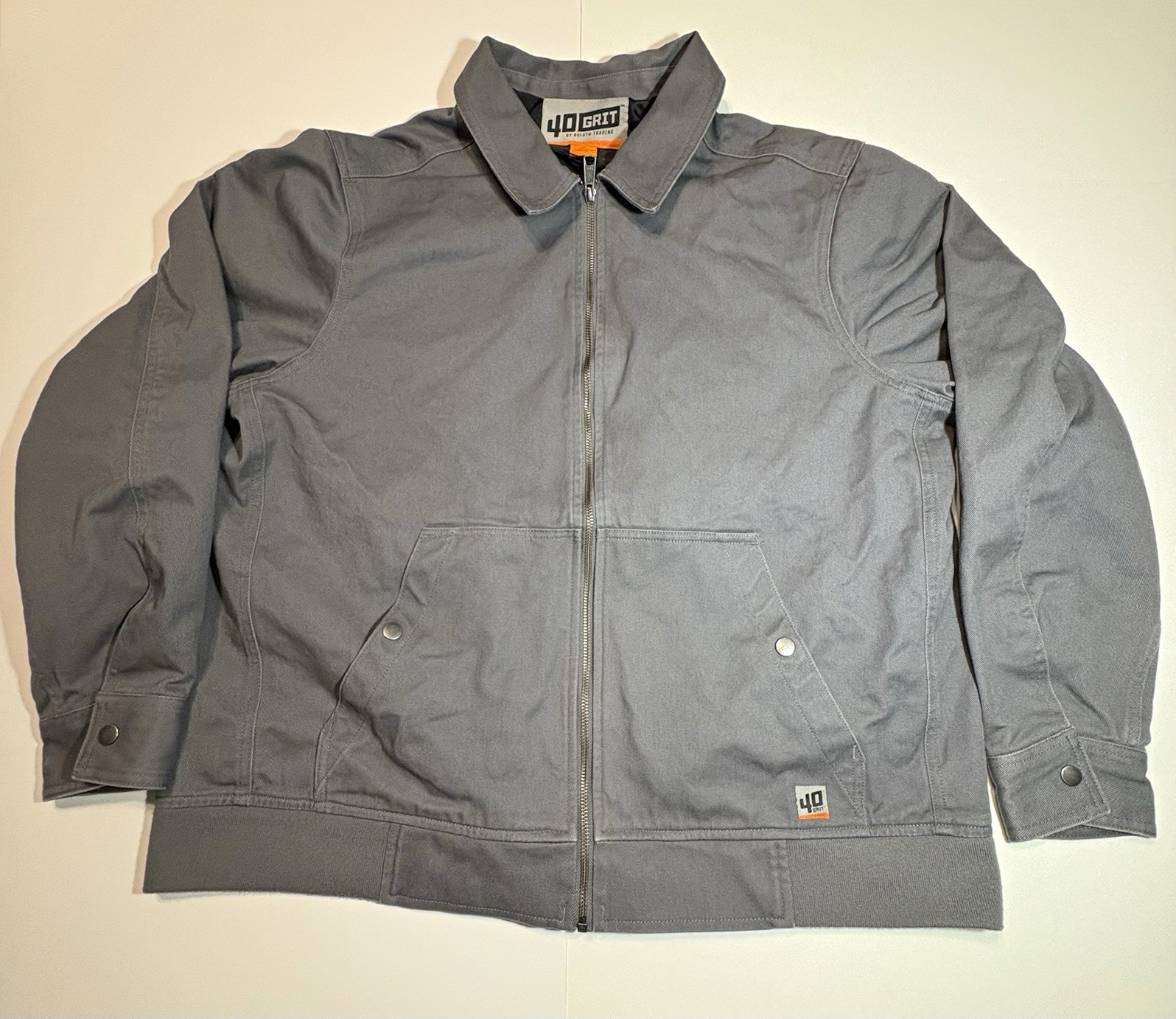 40 Grit Men’s Gray Lined Zip Work Jacket Cotton Outer Shell Size XL