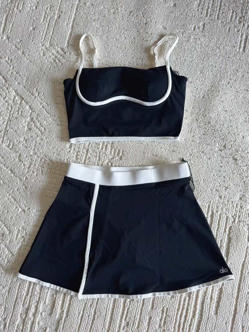 NEW AIo Yoga Set Airbrush Streamlined Bra Tank+Skirt Suit Casual Women’s Sports