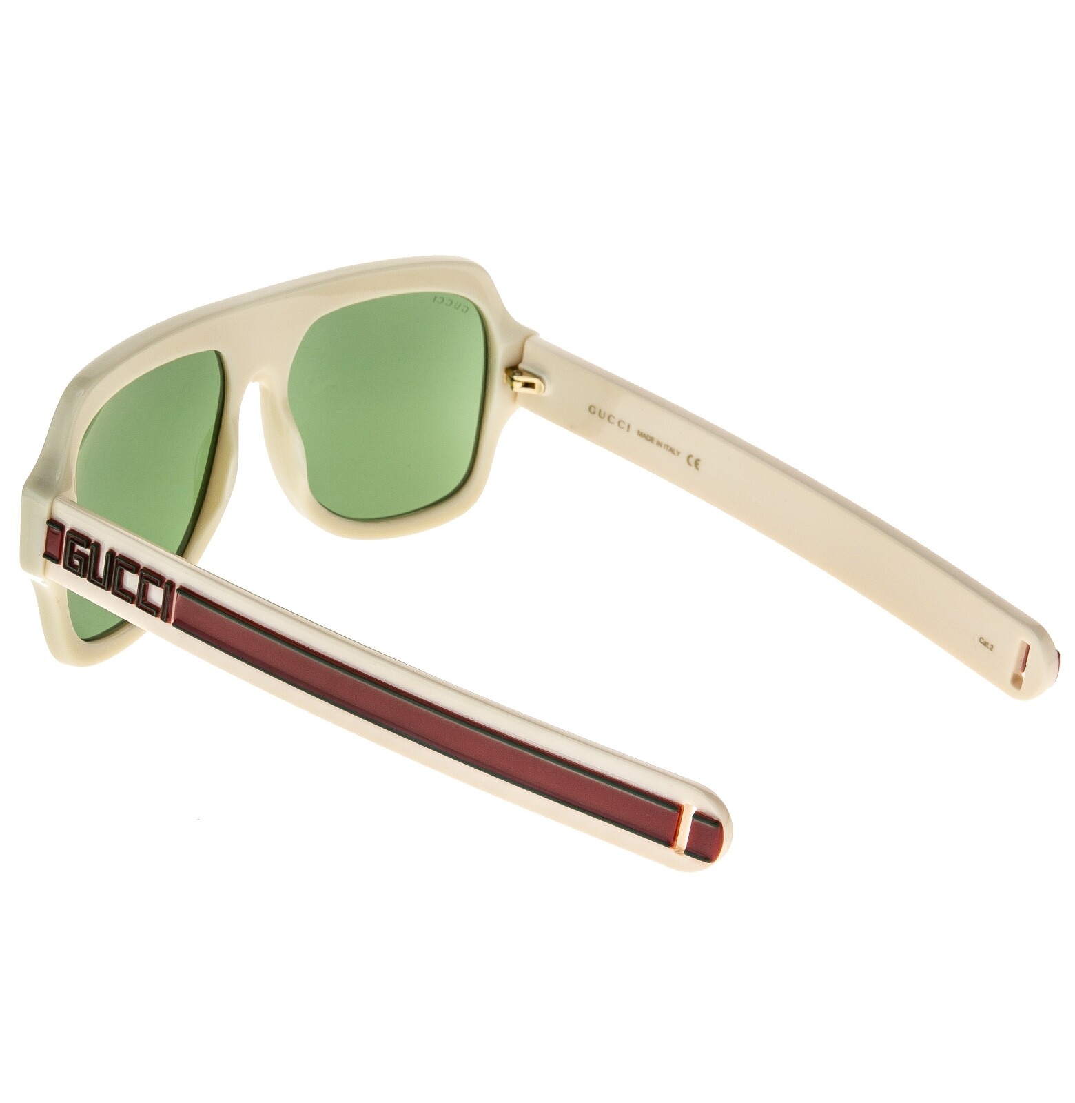 GUCCI GG0255S AUTHENTIC SEGA 0255 Ivory Green Stripe Unisex Sport Sunglasses 003