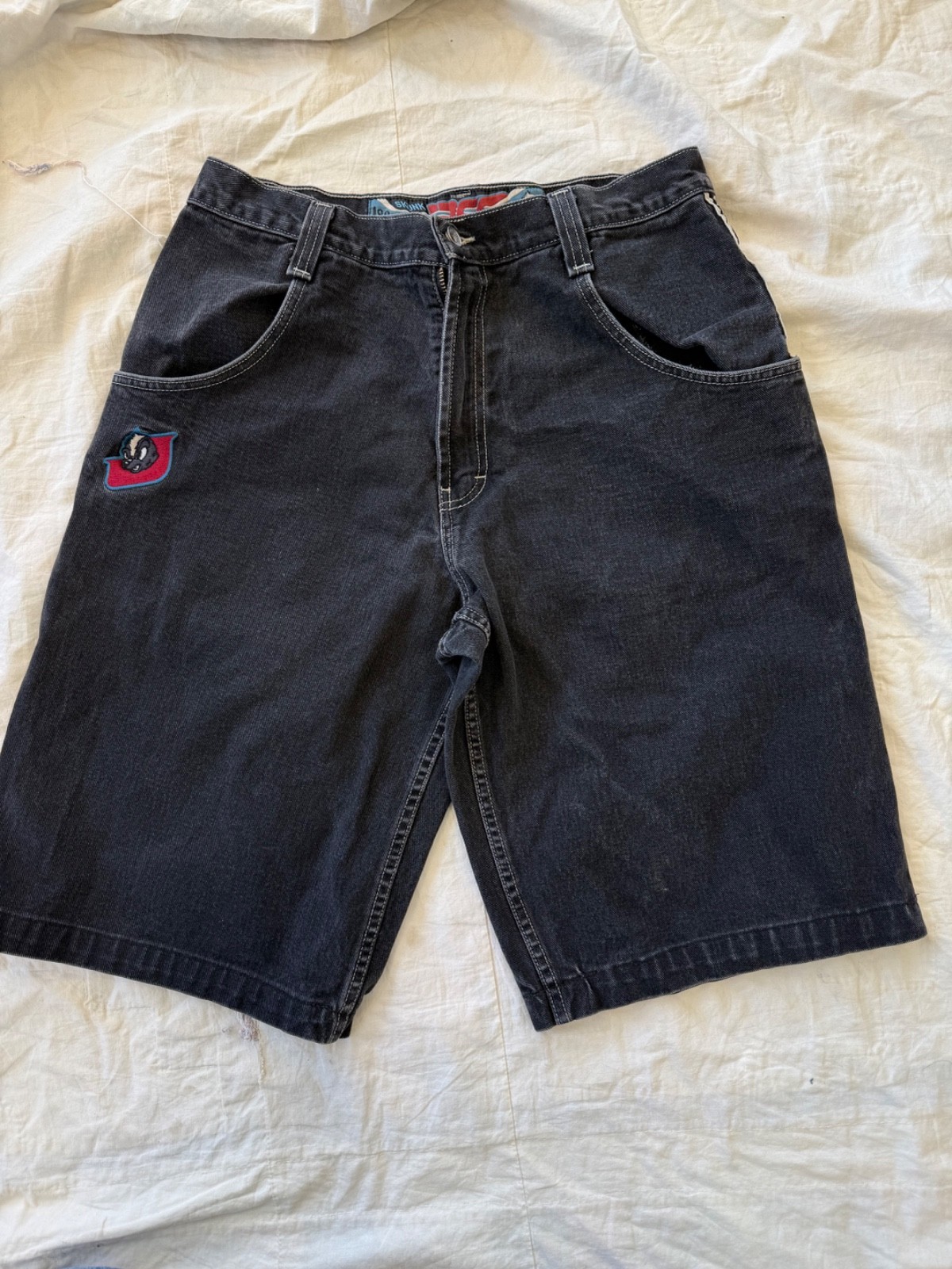 Vintage 90’s JNCO SKUNK Jean Shorts Denim Jorts USA Mens 36 Black