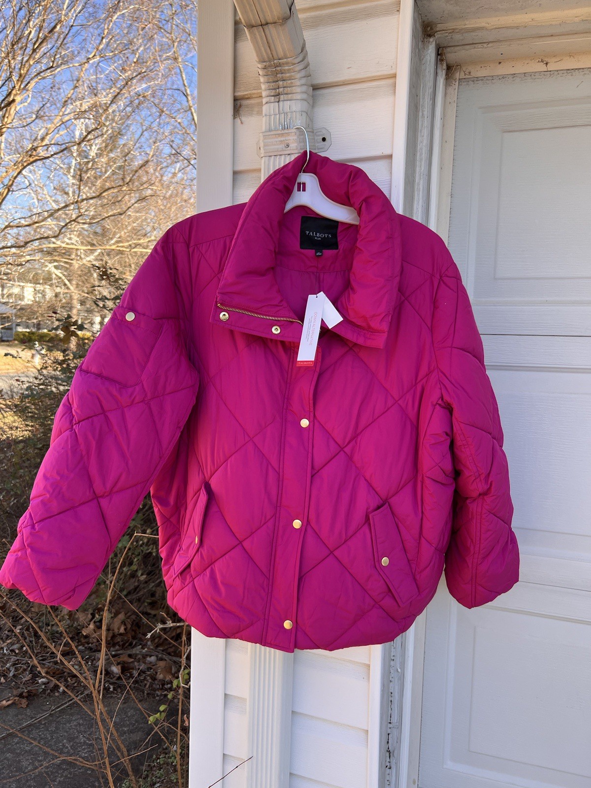 NWT Talbots Super Cozy Magenta Down Alternative Jacket With Pockets 2X