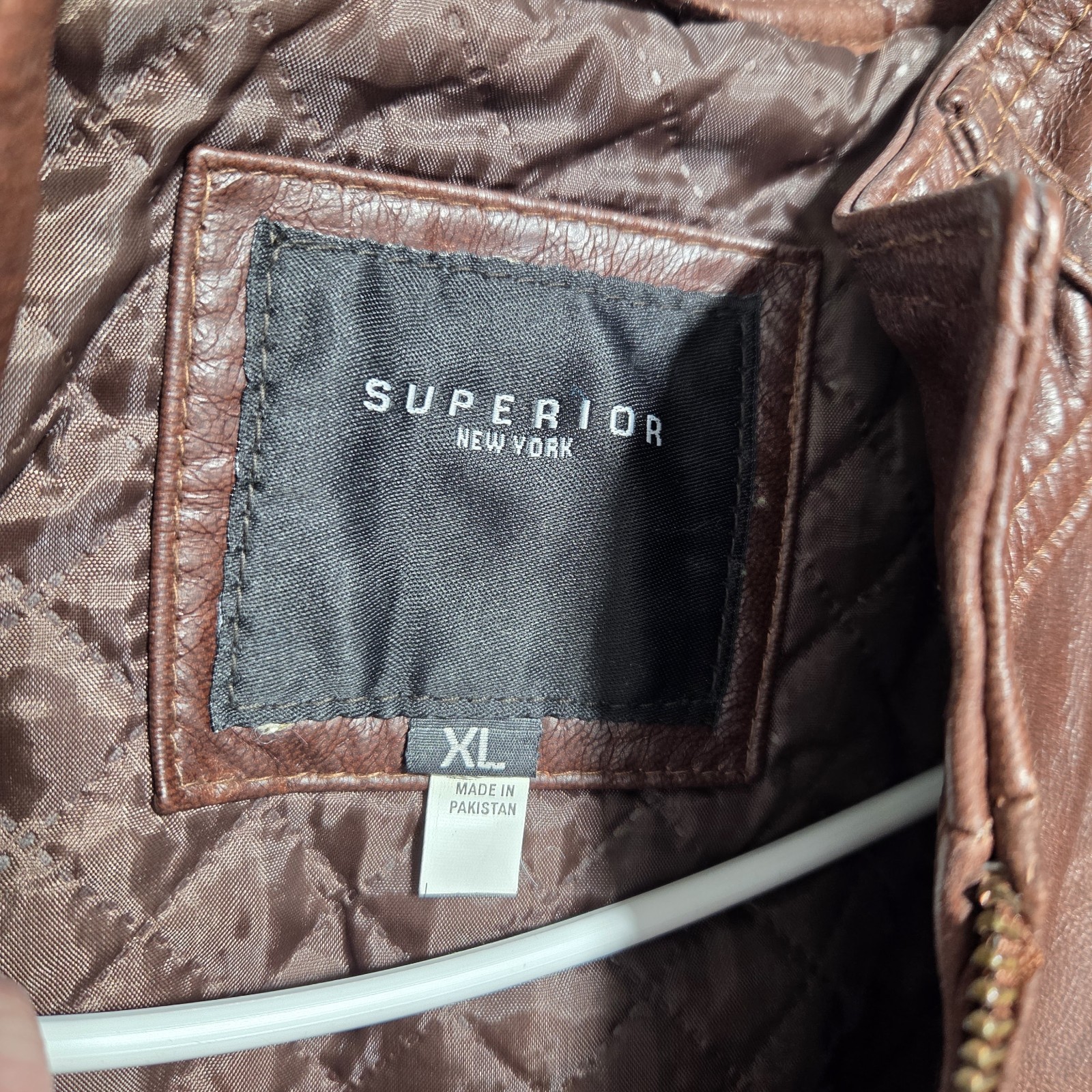 Superior New York Leather Jacket Brown XL, Y2k Made USA , Soft Supple Leather