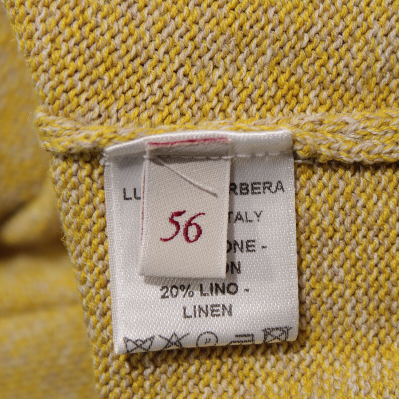 Luciano Barbera NWT Pullover Sweater Size 56 US XXL in Yellow/Beige Cotton/Linen
