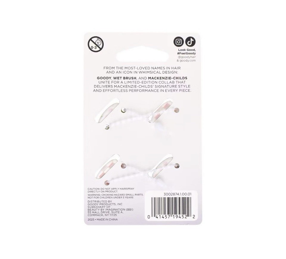 Viral MacKenzie Childs x Goody Target 🎀 Pink Check Mini Hair Claw Clips Set New