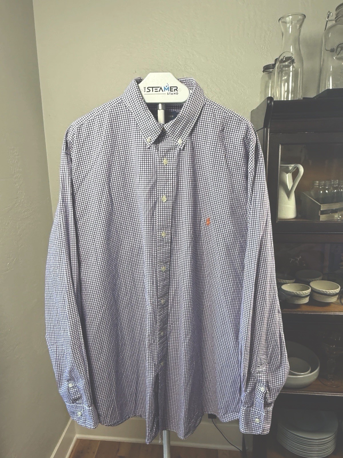 Polo Ralph Lauren Shirt Mens 3XLT Tall Purple Gingham Check Cotton Button Up