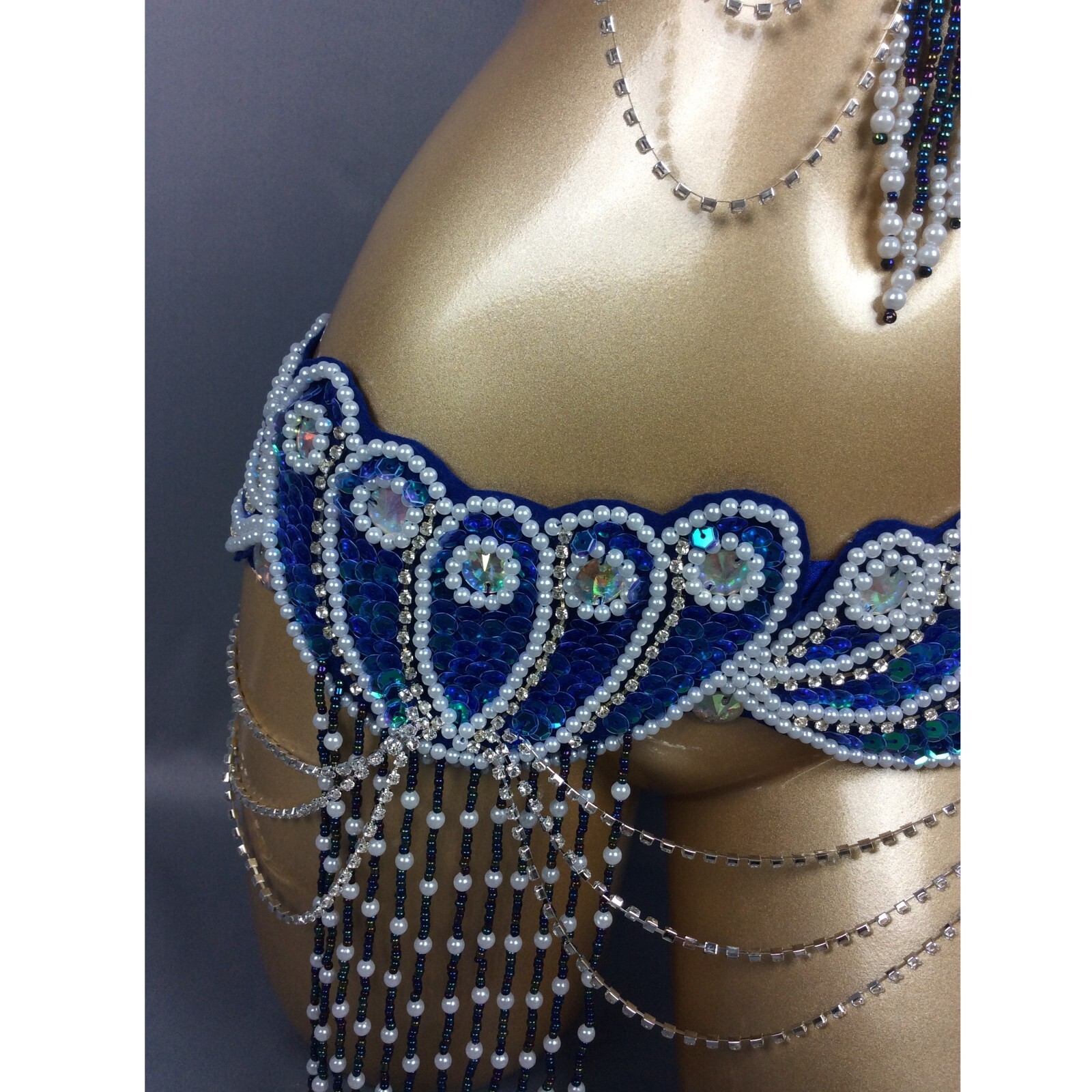 Beaded Samba Belly Dance Costume EDC Rave Carnival Outfit Bra Belt 10 Colors