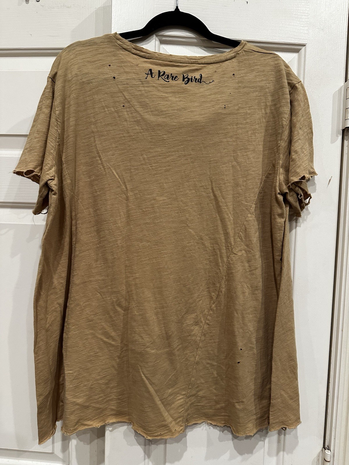 A Rare Bird “Cutie Pie” Distressed Graphic Tee with Pom Detail NWT Retail $65