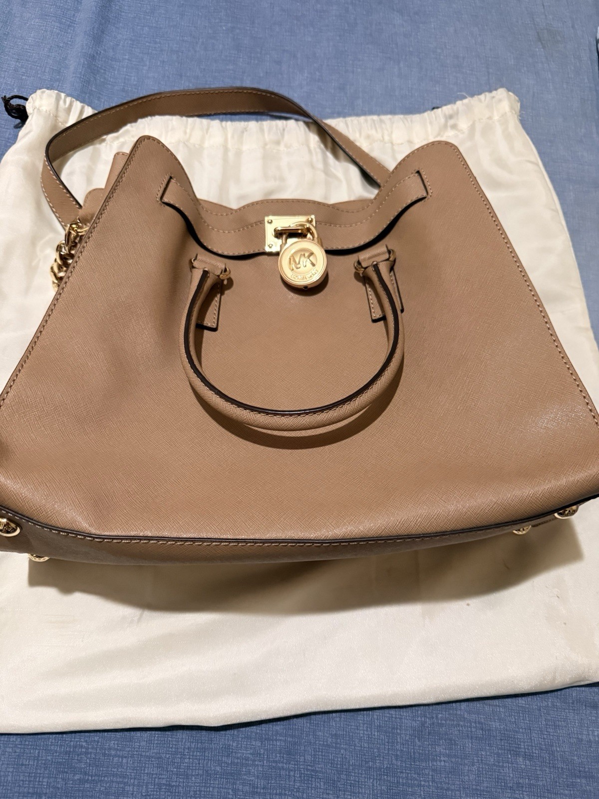 Michael Kors Hamilton Handbag Camel/Tan, Gold with Original Dustbag