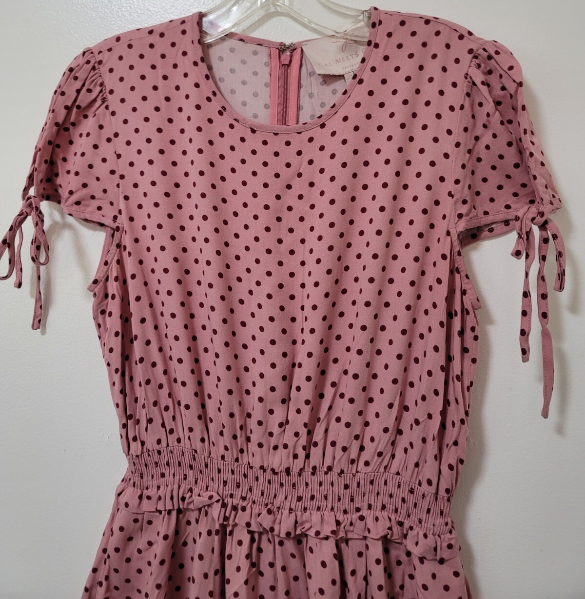 Gal Meets Glam Collection Dress Womens Sz 6 Pink Dot Corinne A-line Casual Midi