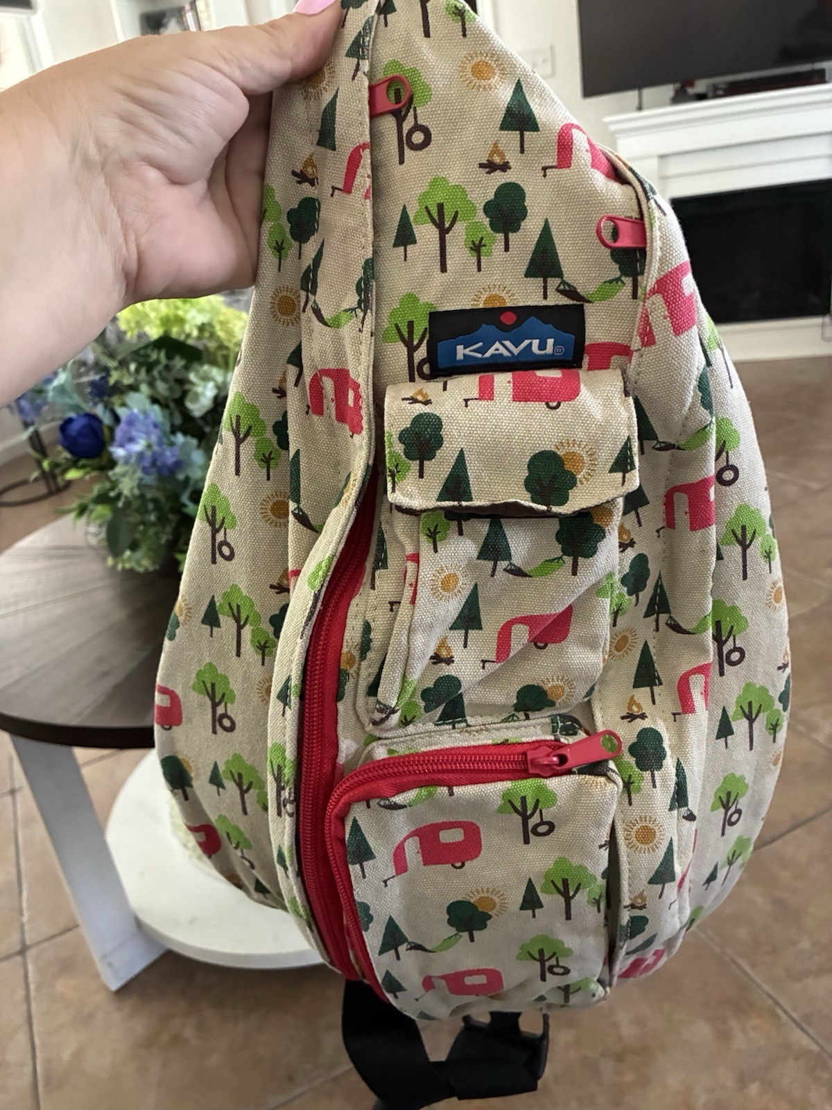 Kavu Rope Sling Bag Backpack Camper Campsite Trees Retired Kavu Crossbody