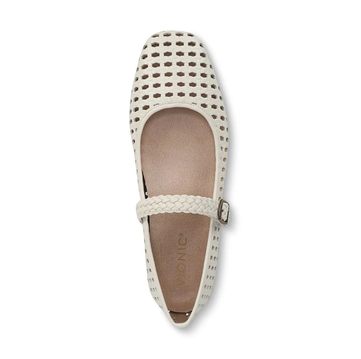 Vionic Alameda Woven Mary Jane Women’s Flat Ivory Leather Size 9.5 M Comfort