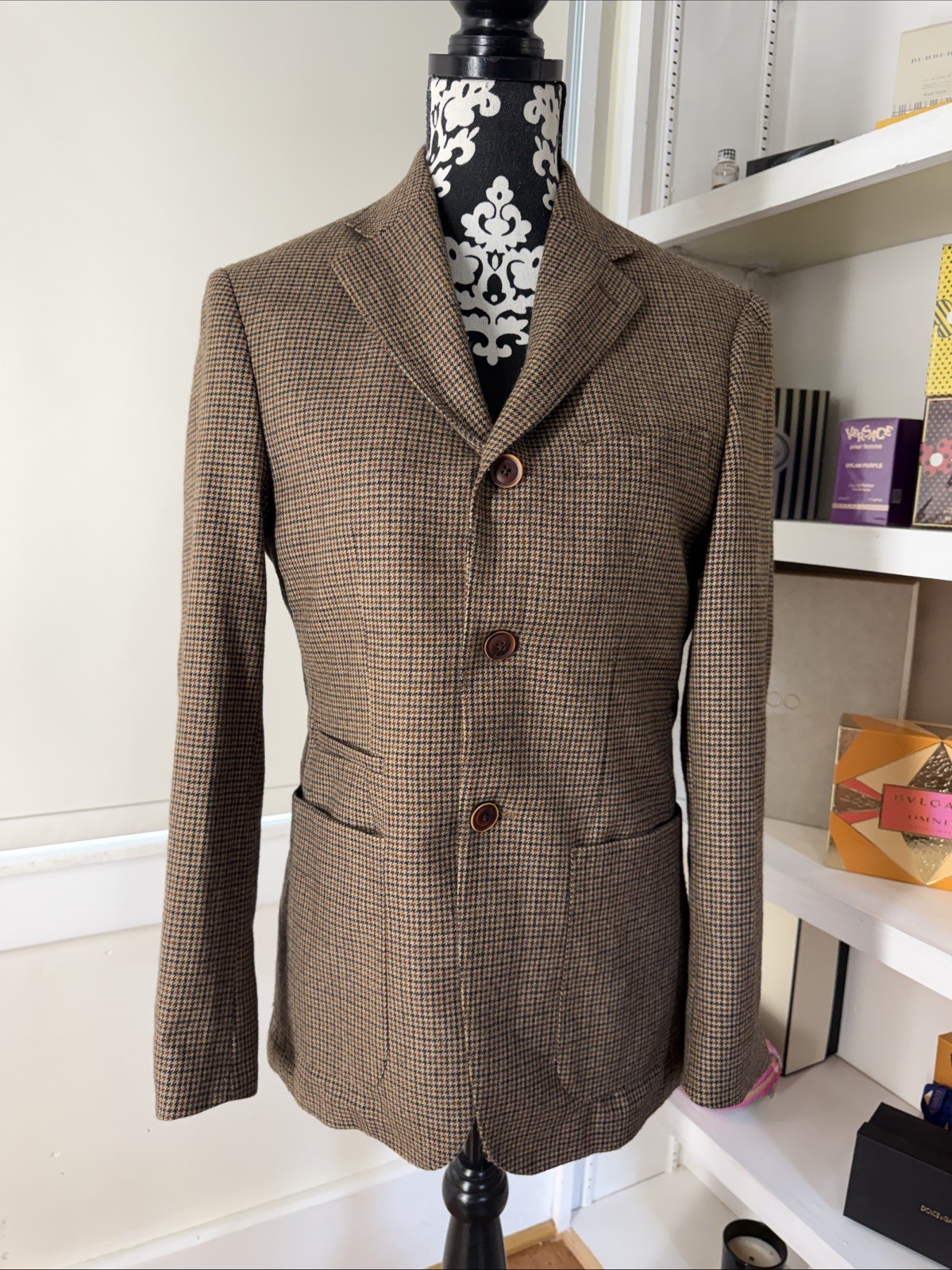 Tallia Men’s Slim-Fit Wool-Silk Herringbone Fall colors Sport Coat $295 36 Short