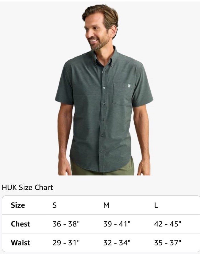 Huk Kona Solid Short Sleeve Men’s Button-Down Shirt, Volcanic Ash, Size S