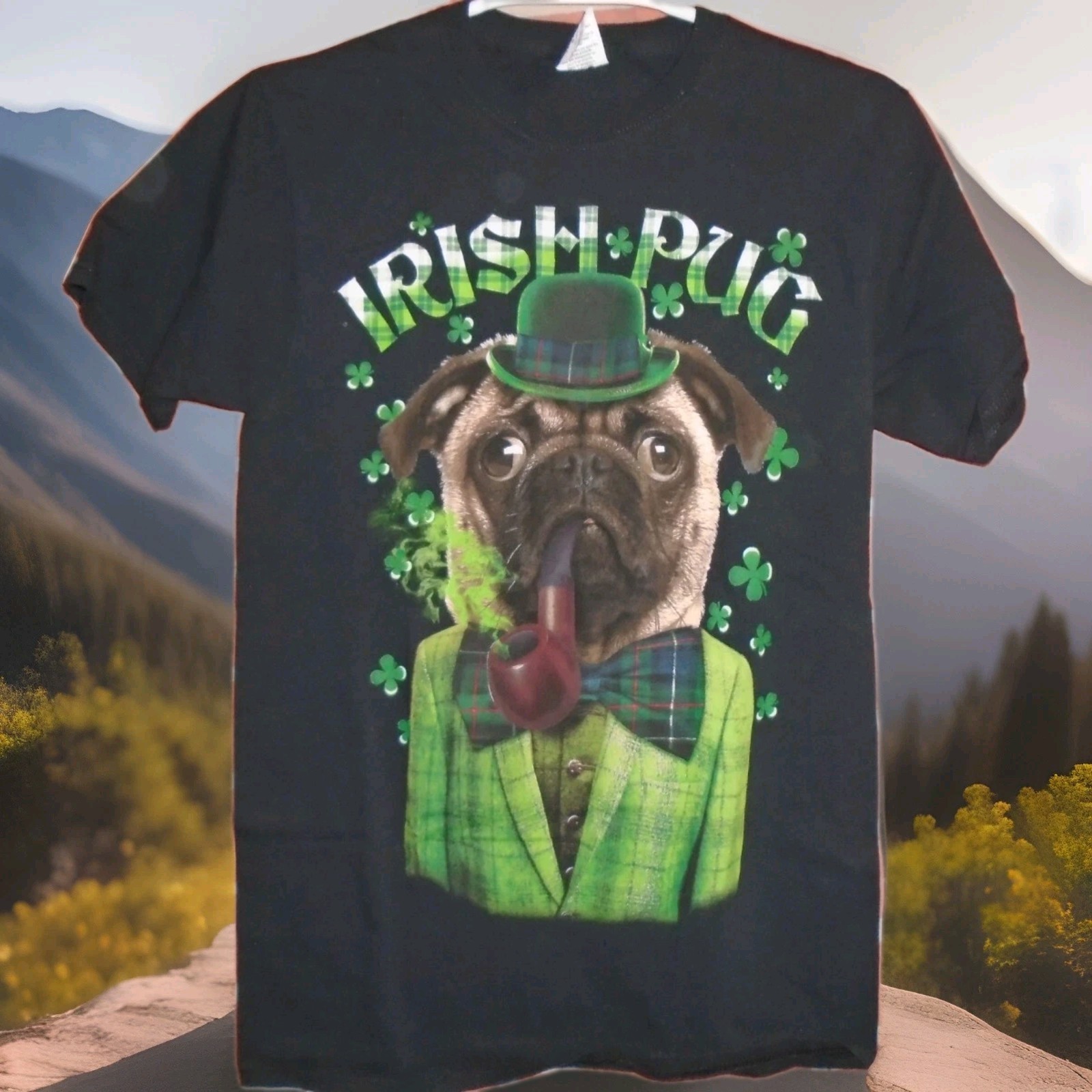ST PATRICKS DAY IRISH PUG CUTE FUNNY TSHIRT UNISEX ADULT SMALL