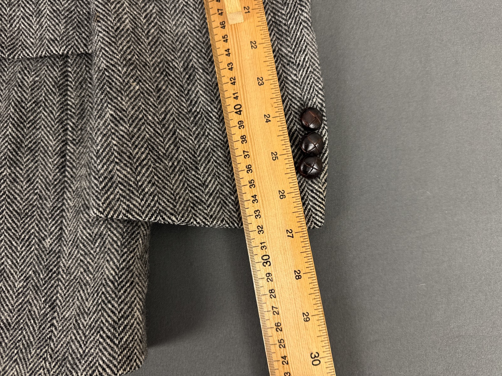 Deansgate Herringbone Blazer 46L Grey Wool Jacket Smart Vintage Tailoring