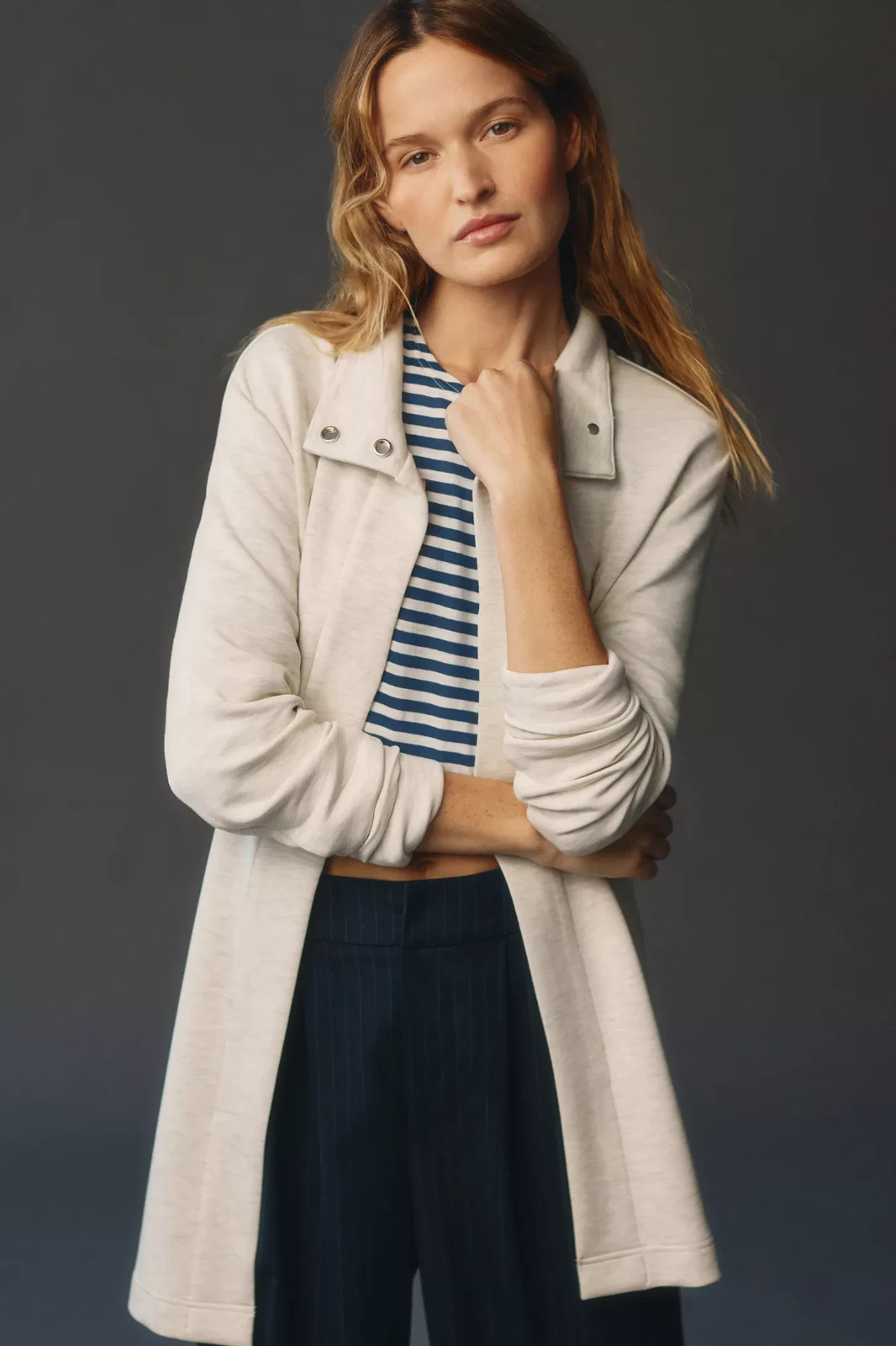 Anthropologie Varley Anset Jacket Ivory Sweatshirt Belted Size Small S NWT