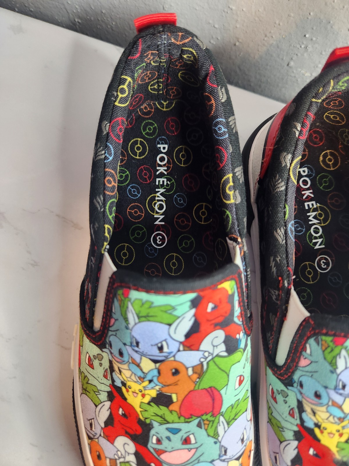 Ground Up Pokémon Kids Slip-On Sneakers US 3 Multicolor Pikachu New w/ Defects