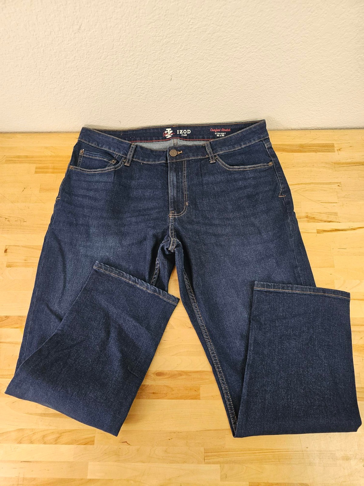 36×30 – BLUE – Izod Men’s Denim Comfort Stretch Straight Fit Saltwater Jeans