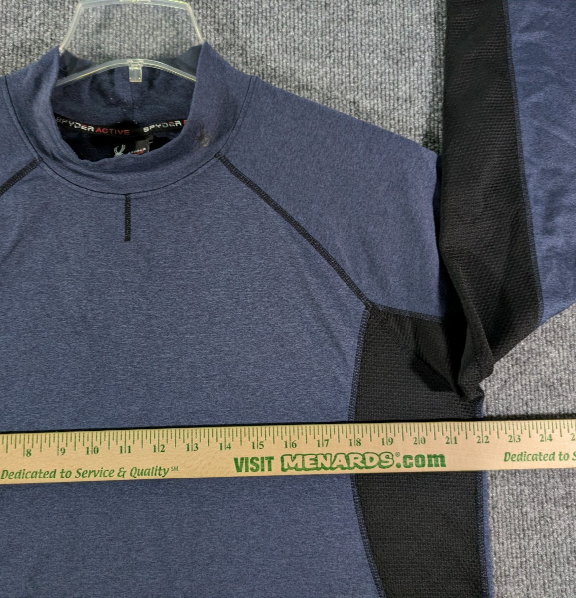 Spyder Active Mock Neck Shirt Mens Large Blue Black Long Sleeve Athletic