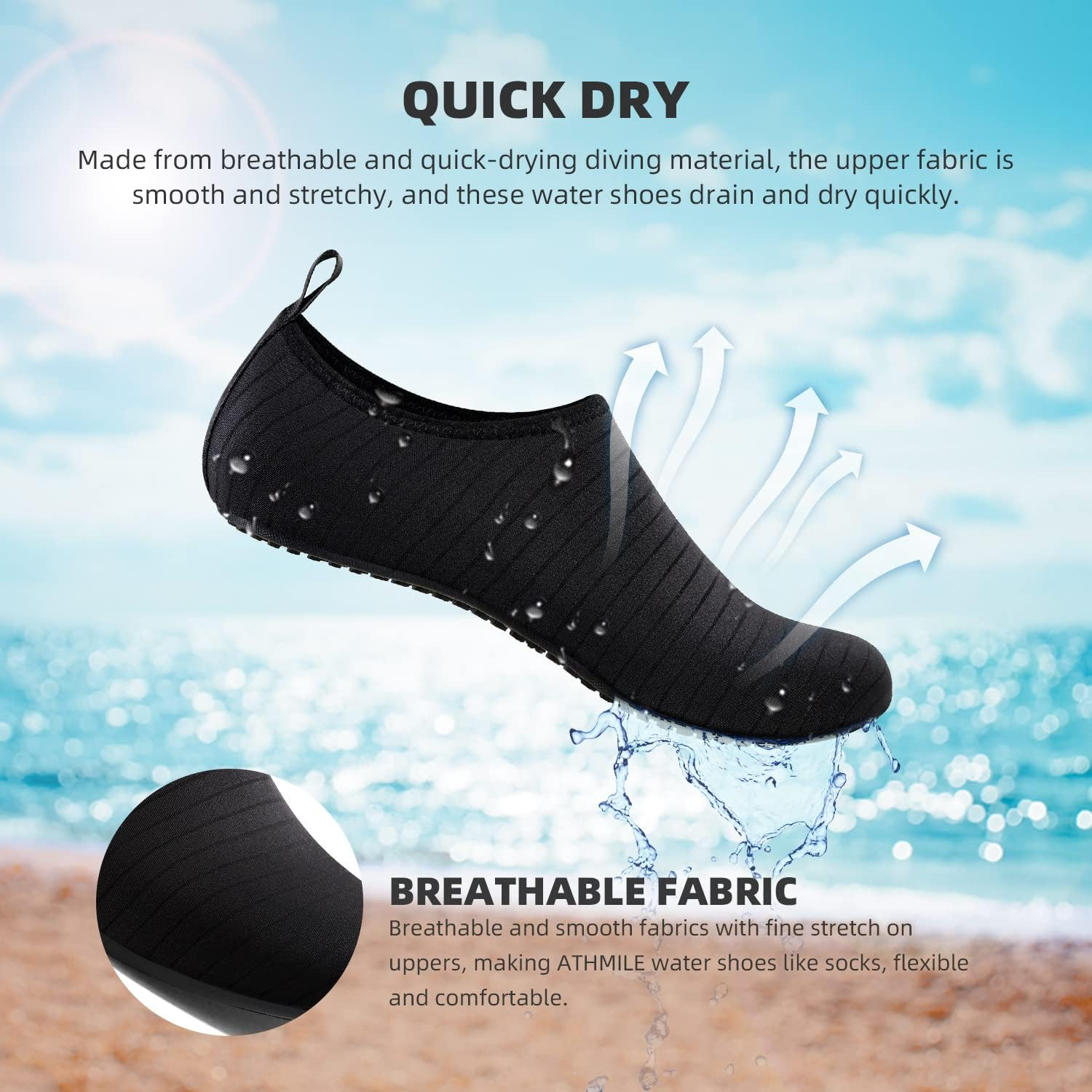 Quick Dry Water Shoes Slip-On Flexible Stretch Beach Pool Yoga Swim Shoes