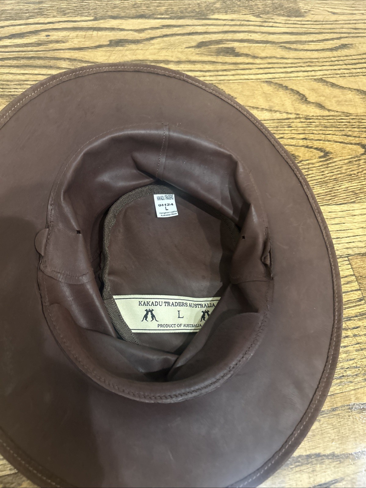Kakadu Australian Made Genuine Kangaroo Leather Outback Hat Sz Large Brown NEW