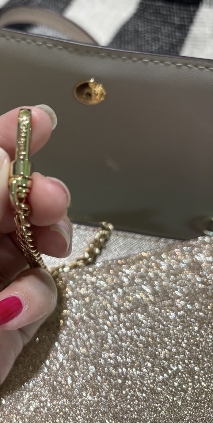 kate spade new york Gold Metallic Glitter Small Crossbody Bag, Strap, Coin Purse