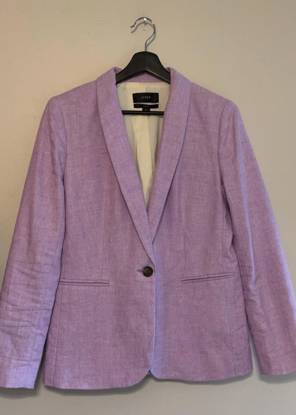 J.Crew Parke Blazer Womens 6 Purple Linen Blend One Button Lined Work Jacket