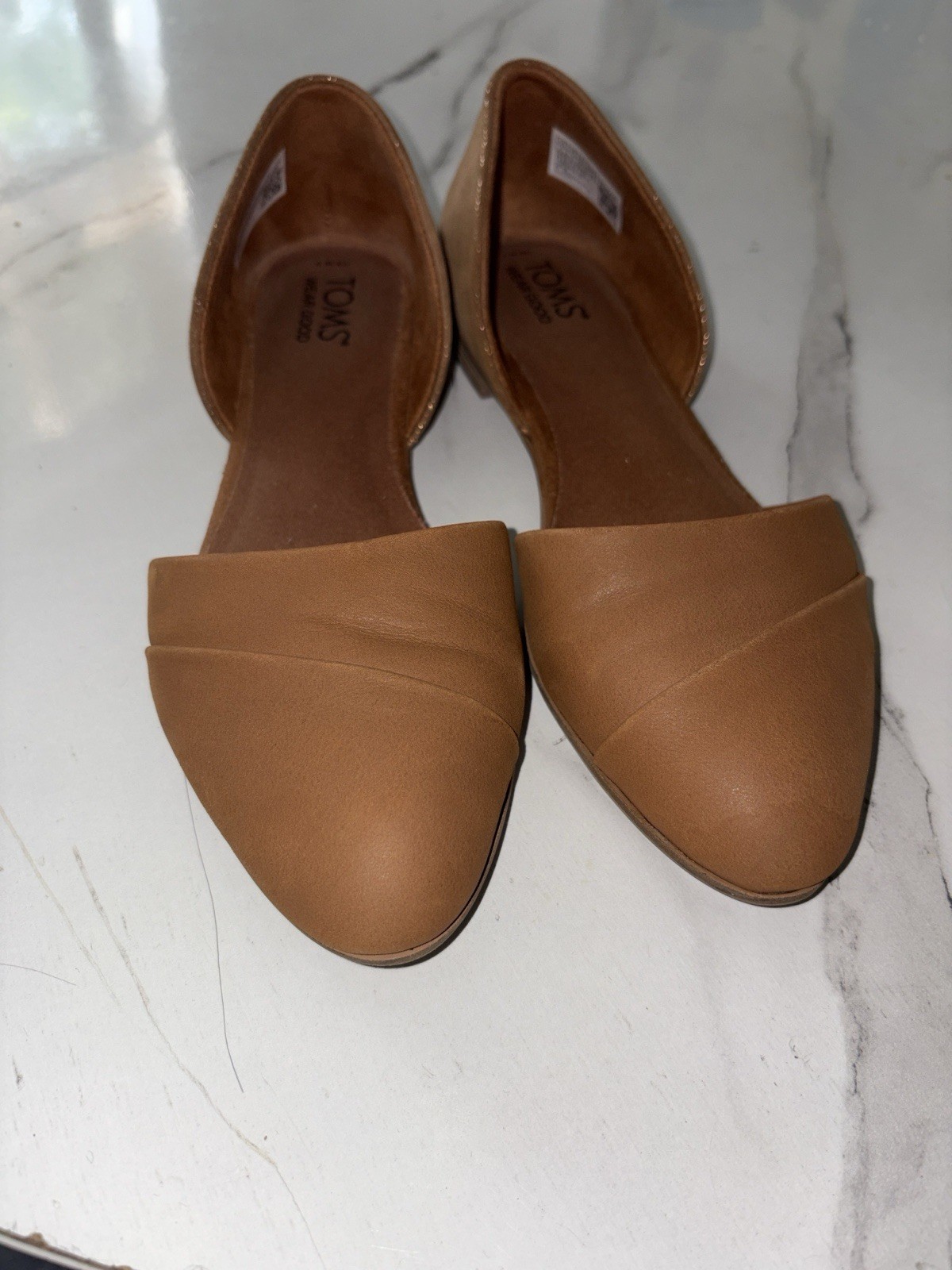 TOMS Women’s Tan Pointed D’Orsay Flats