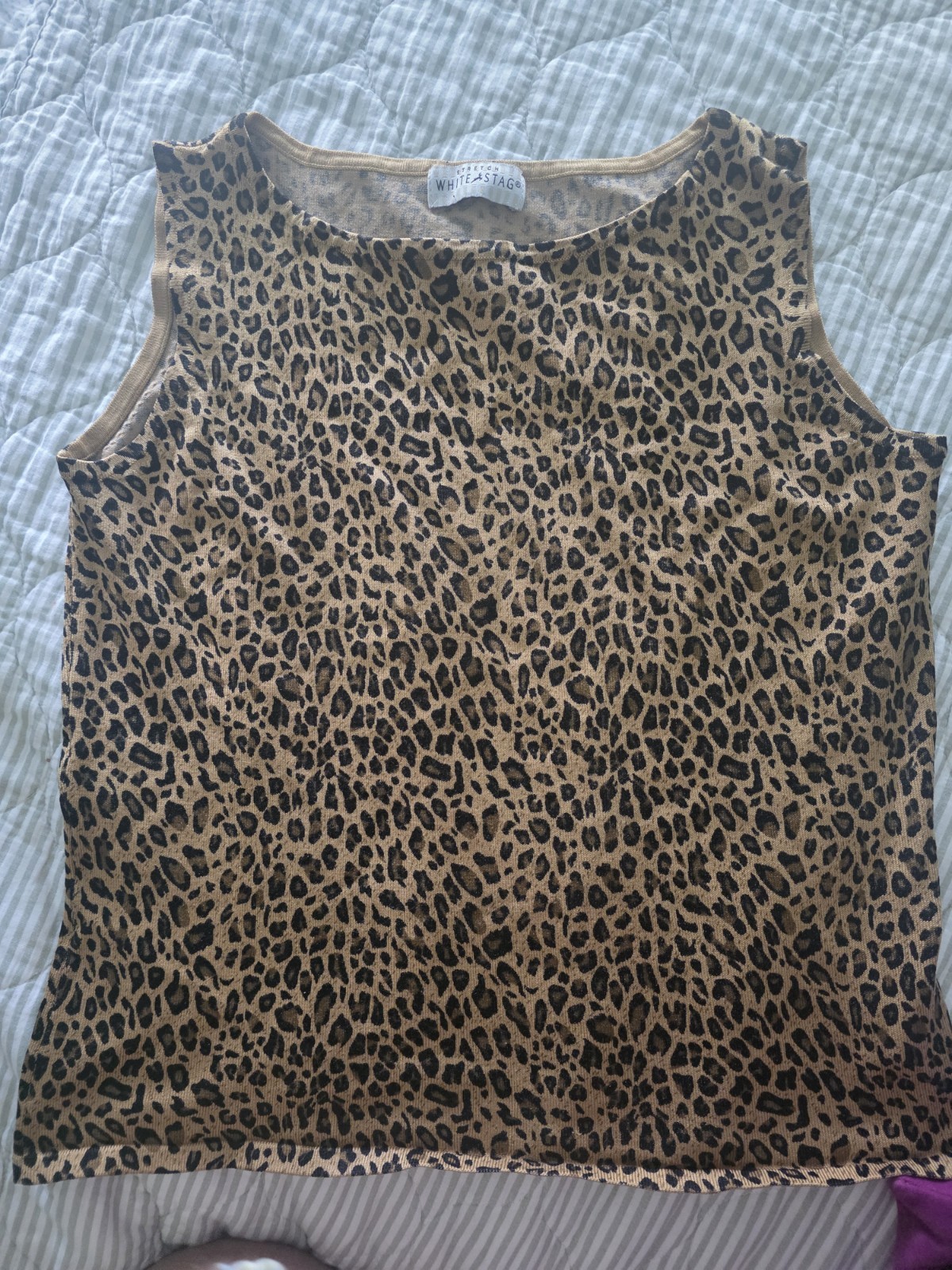 White Stag Stretch Leopard Animal Print Sleeveless Top Size M