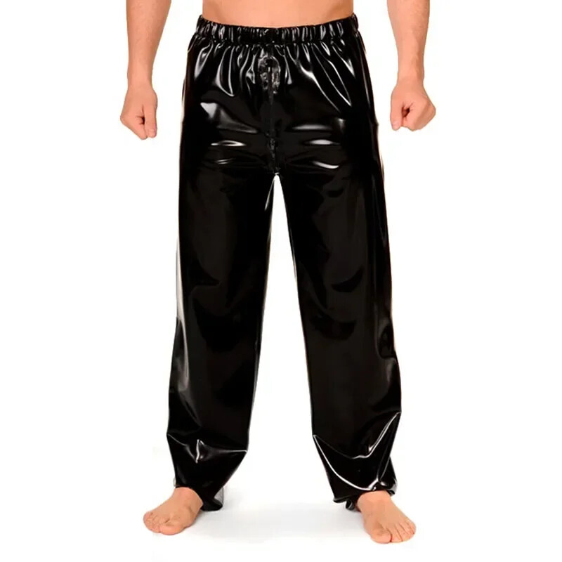 Women Long Pants Wet PVC Leather Toursers Candy Color Men’s Casual Daily Bottoms