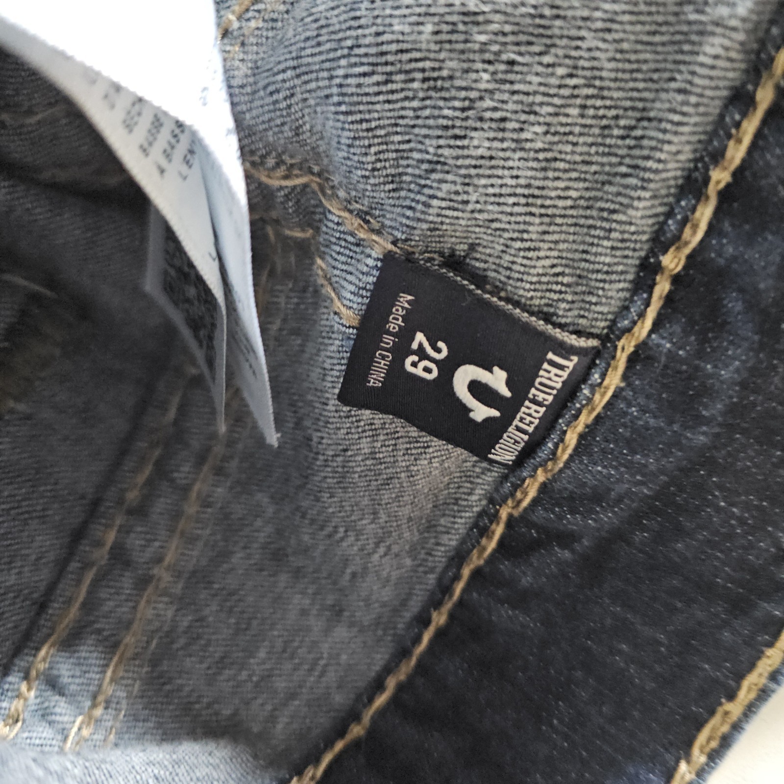 True Religion Geno Relaxed Slim Jeans Mens Size 29 31×32.5 Thick Yellow Stitch