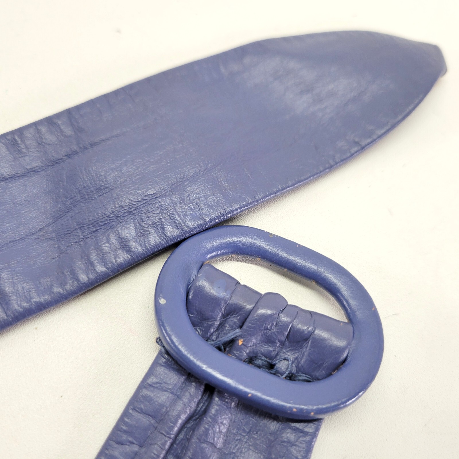 Vintage Leather Belt 30 32 34 Cornflower Blue