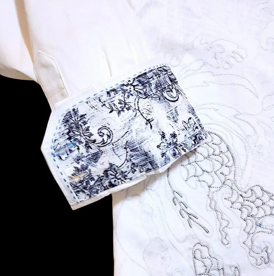 $378 Robert Graham Maelstorm Button Down Embroidery Tiger Dragon Paisley Shirt L
