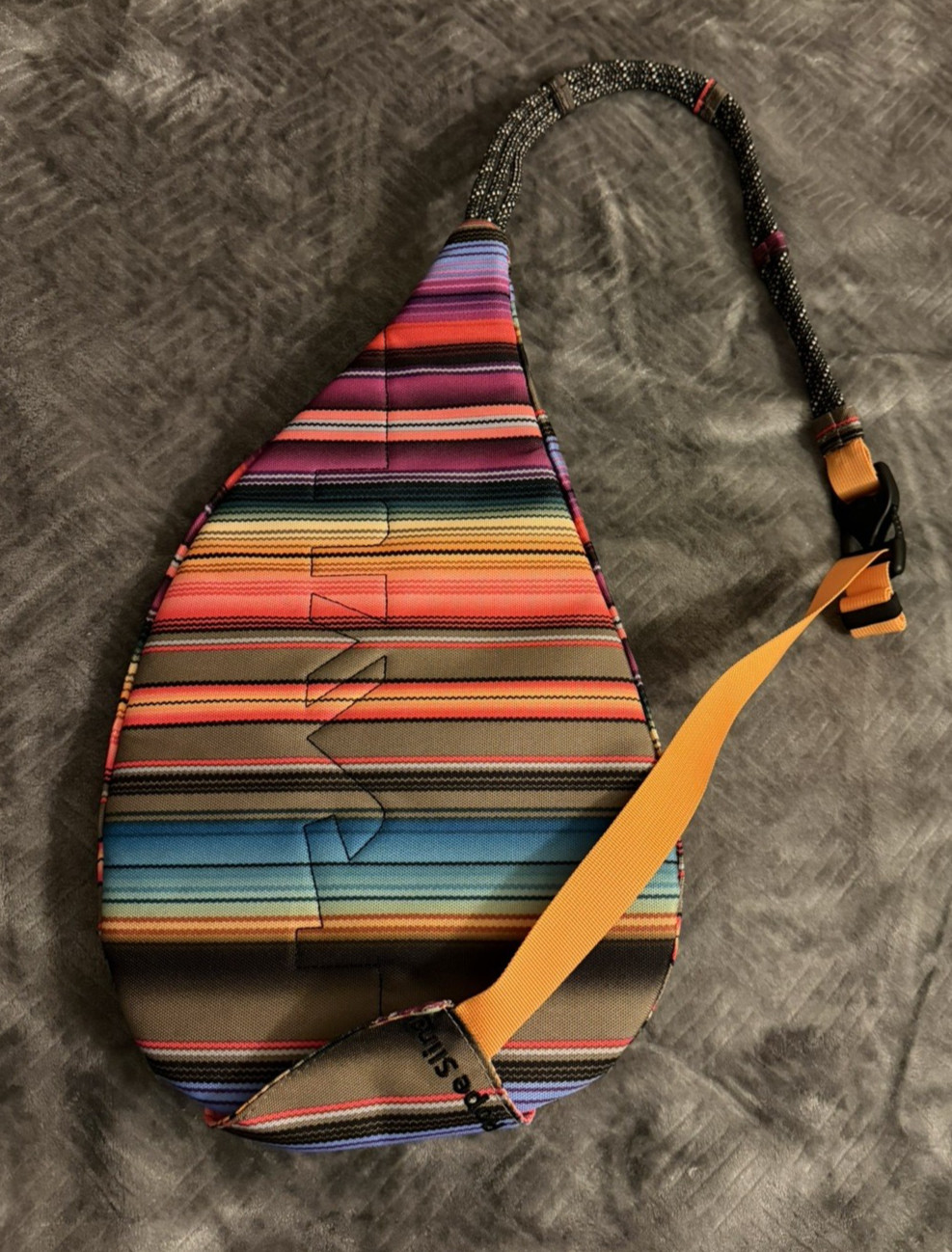NWT KAVU Mini Rope SLING BAG Cotton Crossbody MULTICOLOR STRIPES Mexican Serape