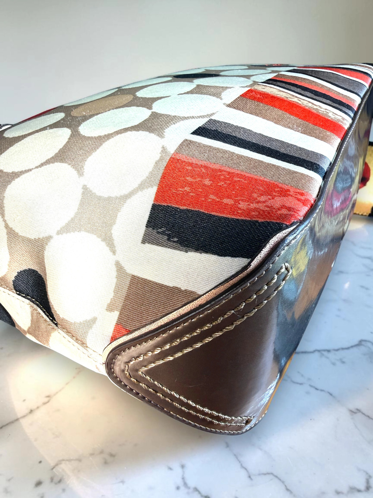 Coach Poppy Watercolor Polka Dot Tote Shoulder Bag
