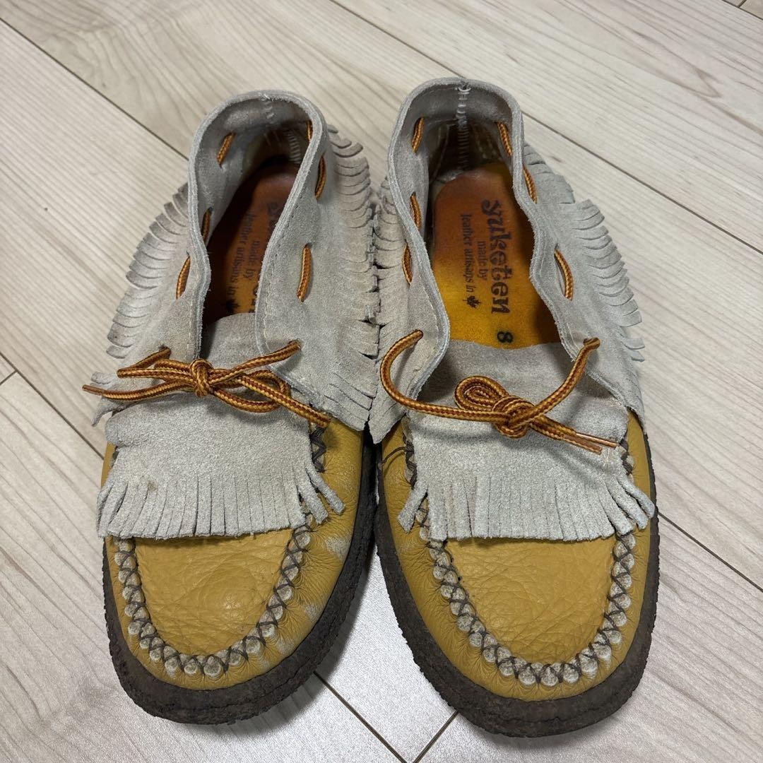 Yuketen Moccasin Fringe Suede Shoes Beige Ochre US 8 26cm Men’s Casual