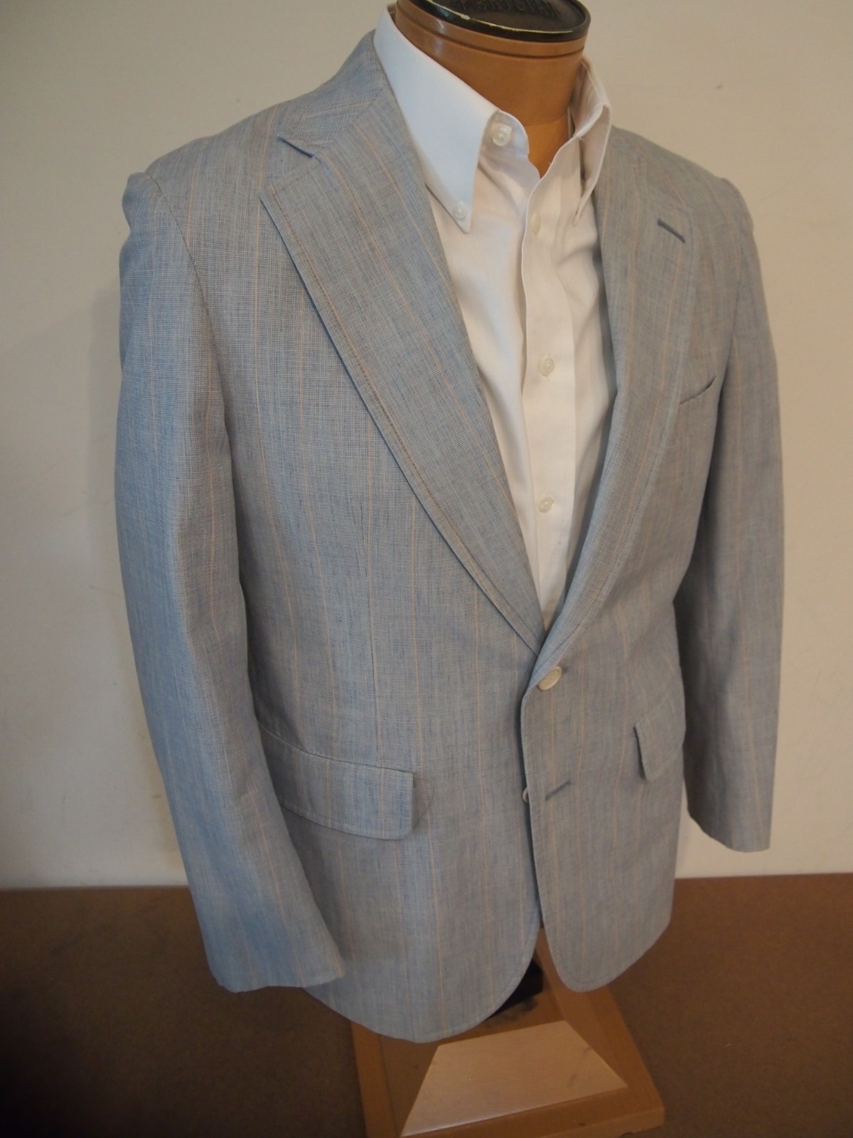 Vintage Haspel 2 Piece Cotton Blue Suit 38 short 30W x 28 Inseam Made in USA